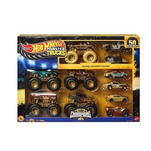 Hot Wheels Monster Trucks Trophy Champions Bigfoot Exclusive Gold Set NWT